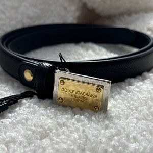 Dolce & Gabbana Black Belt with Gold Buckle